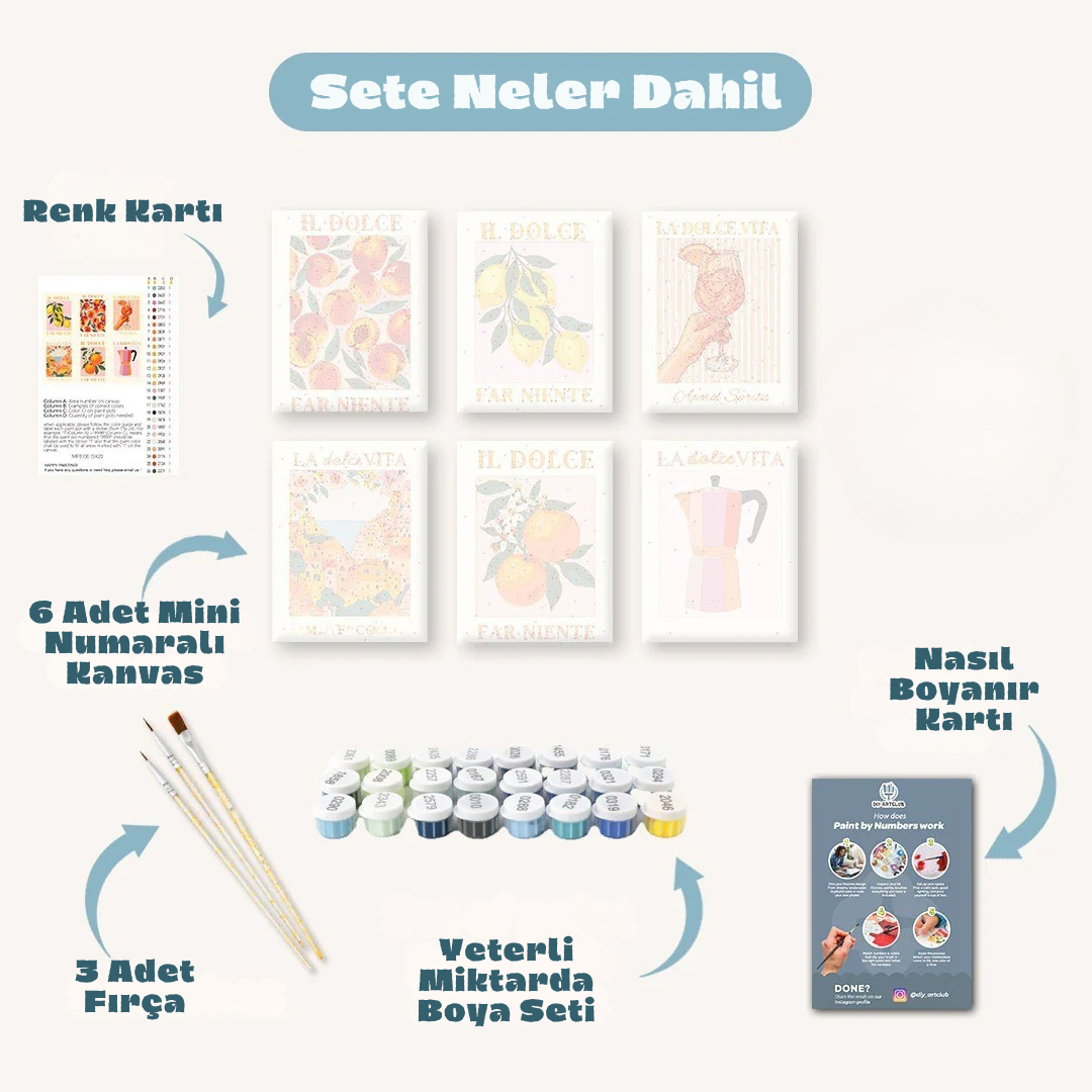 Minik Tuval ™ 6'lı Mini Set-Sevimli Kediler
