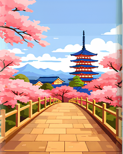Miniktuval™ Japon Tapınakları - Mini Sayılarla Boyama Seti