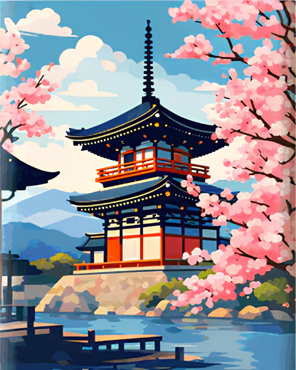 Miniktuval™ Japon Tapınakları - Mini Sayılarla Boyama Seti