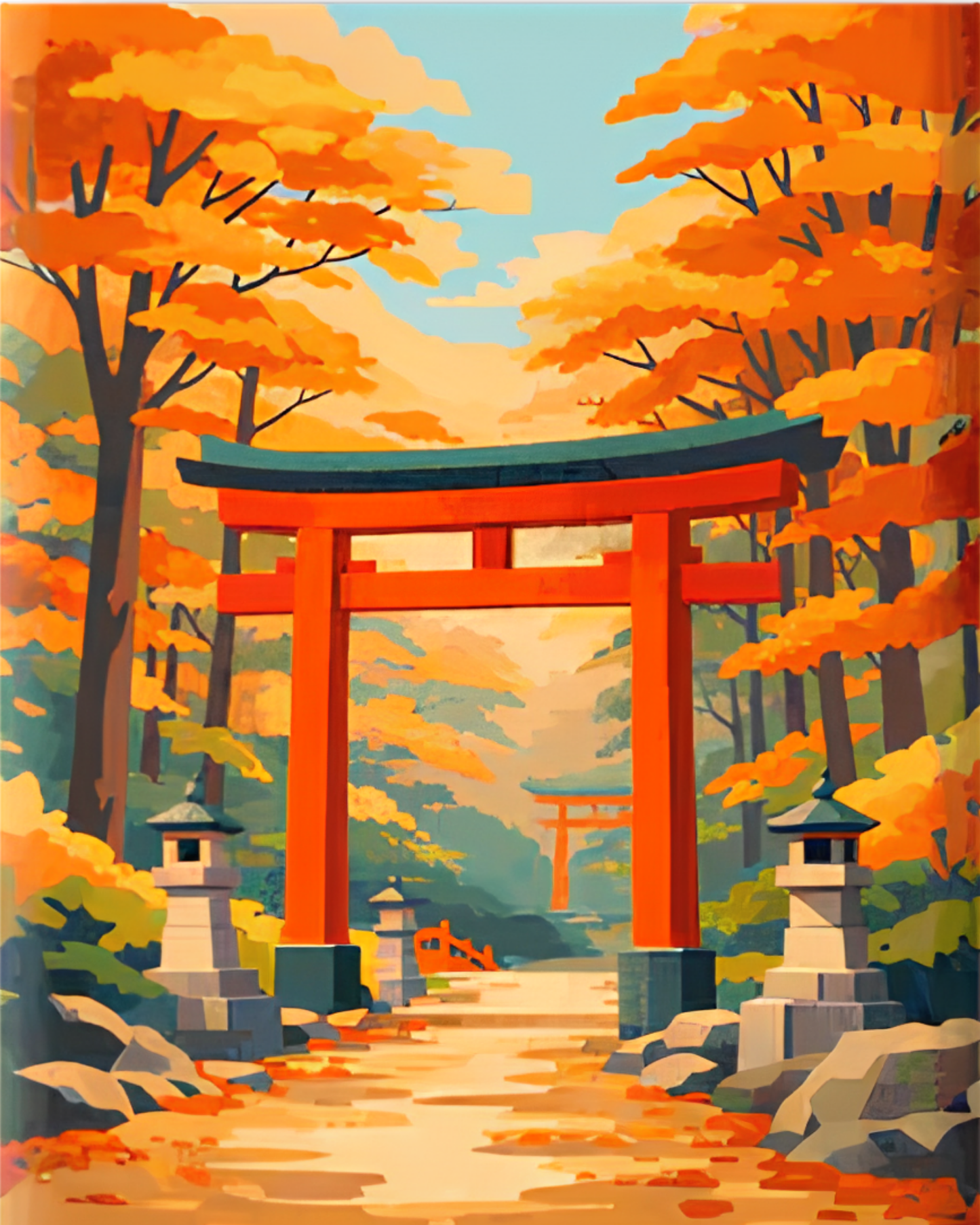Miniktuval™ Japon Tapınakları - Mini Sayılarla Boyama Seti