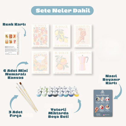 Minik Tuval ™ 6'lı Mini Set-Meyveler ve İçecekler