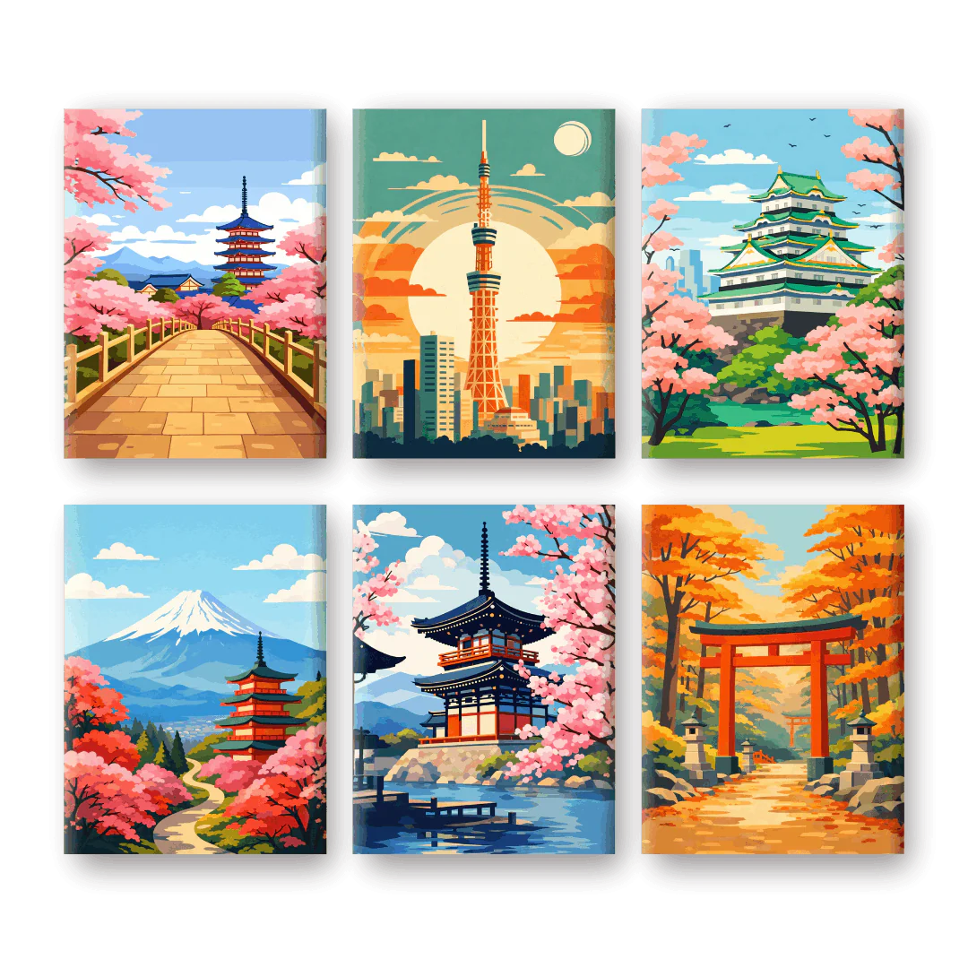 Minik Tuval ™ 6'lı Mini Set-Japon Tapınakları